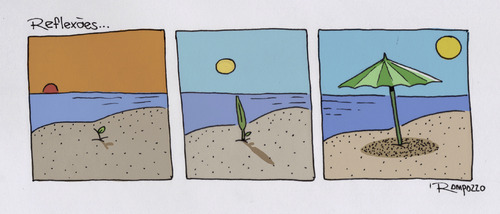 Cartoon: Reflections... (medium) by Marcelo Rampazzo tagged sea,sun,beach,philosophy,strand,meer,urlaub,wachstum,wachsen