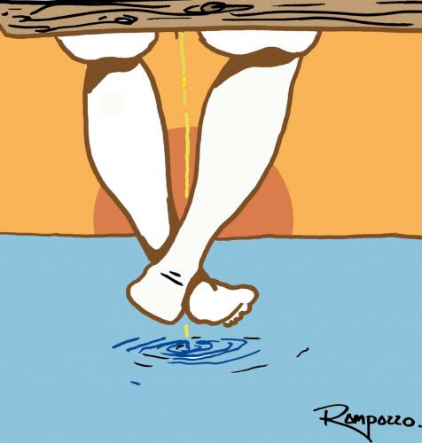 Cartoon: xixi (medium) by Marcelo Rampazzo tagged xixi,xixi,sitzen,wasser,teich,beine,baumeln,freizeit,natur,mensch,mann,pinkeln,urinieren,zielen