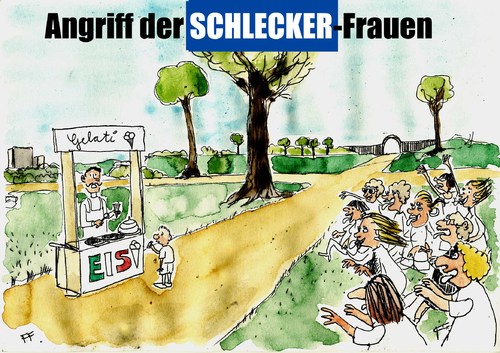 Cartoon: Schlecker-Frauen (medium) by Florian France tagged schlecker,konkurs,schleckerfrauen,frauen,schleck,eis,gelati