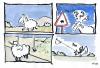 Cartoon: fait divers (small) by Florian France tagged schafe,wiese,nachts,schild,strasse,leid,auto,schade