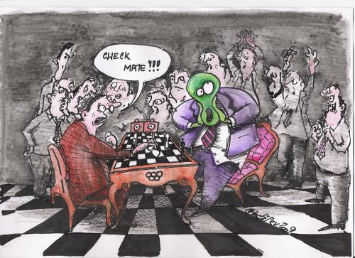 Cartoon: check mate2 (medium) by ivo tagged wau