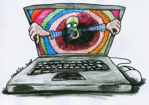 Cartoon: PC horor (medium) by ivo tagged wau