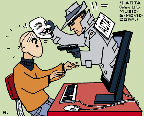 Cartoon: ACTA - Big Brother 2012 (medium) by RachelGold tagged internet,copyright,acta,anonymous