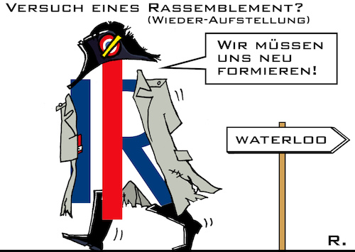 Cartoon: Frankreich - Les Republicains (medium) by RachelGold tagged frankreich,republicains,konservative,neuaufstellung,neustart,parteivorsitz,wahl