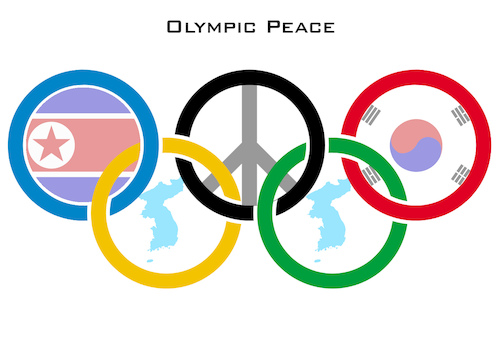Cartoon: Olympic Peace (medium) by RachelGold tagged olympic,games,north,and,south,korea,peace