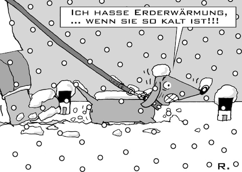 Cartoon: Schnee-Chaos (medium) by RachelGold tagged schnee,kaelte,temperaturen,erderwärmung,klimawandel,hund