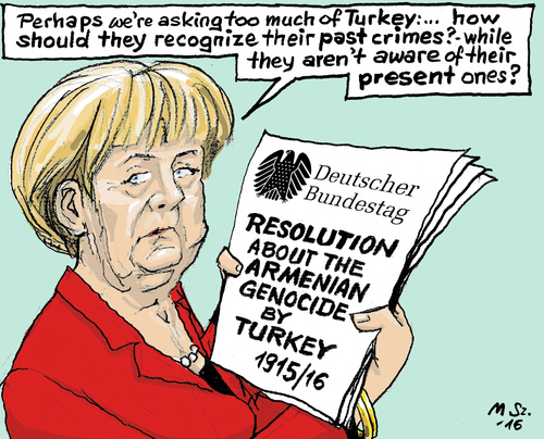 Cartoon: Armenian Genocide (medium) by MarkusSzy tagged germany,turkey,armenians,bundestag,resolution,genocide,merkel