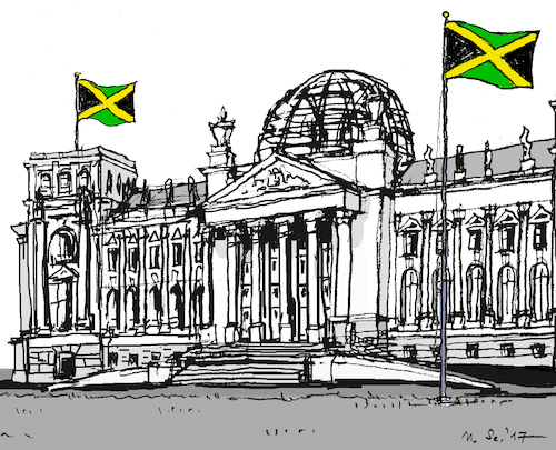 Cartoon: Der neue jamaikanische Bundestag (medium) by MarkusSzy tagged deutschland,bundestag,wahl,regierung,koalition,jamaika,merkel,cdu,csu,fdp,grüne