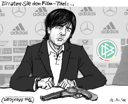 Cartoon: Deutsche Depri. (medium) by MarkusSzy tagged fifa,fussball,wm,deutschland,mexiko,depression,niederlage,the,mexican,film