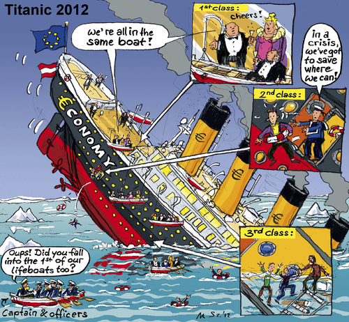 Cartoon: Euro-Titanic (medium) by MarkusSzy tagged classes,titanic,crisis,euro