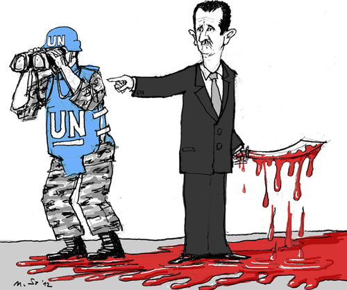 Cartoon: UN-Observers (medium) by MarkusSzy tagged syria,un,assad,observing