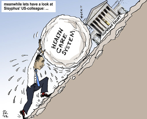 Cartoon: US-Sisyphus (medium) by MarkusSzy tagged usa,obama,health,care,supreme,court