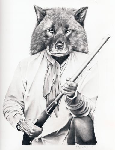 Cartoon: Wolf (medium) by jim worthy tagged wolf,animal,zoo,nature