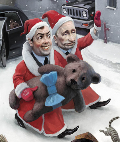 Cartoon: Santas (medium) by waldemar_kazak tagged putin,new,year,politics