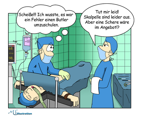 Cartoon: Neulich im OP (medium) by ms-illustration tagged op,operation,butler,dumm,gelaufen