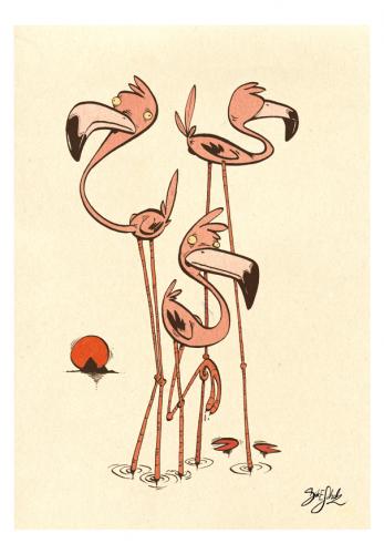 3 Flamingos