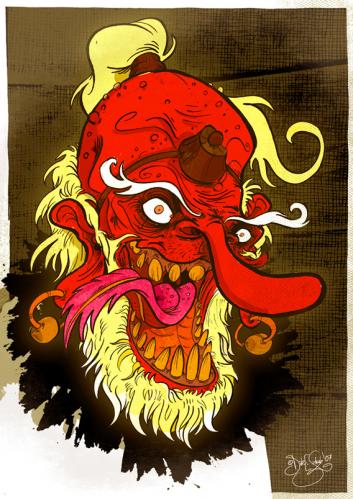 Cartoon: Tengu (medium) by Dirk ESchulz tagged dirk,erik,schulz,tengu,mythologie,monster,japan,japanische mythologie,samurai,sage,fantasie,ammenmärchen,märchen,erzählung,himmelshund,fabel,fabelwesen,krähe,krähenmonster,synkretismus,bergkobold,eingebildet,hochnäsig,japanische