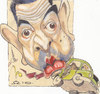 Cartoon: Mr Bean (small) by zed tagged mr,bean,rowan,atkinson,london,england,comedy,actor,famous,people,portrait,caricature