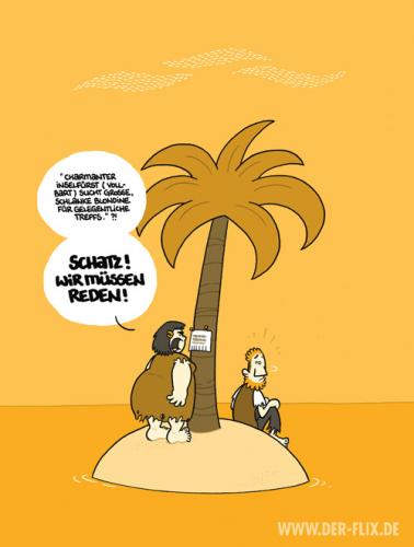 Cartoon: Inselkönig (medium) by Flix tagged insel,mann,frau,palme