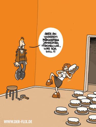 Cartoon: Jahrestag (medium) by Flix tagged mann,frau,torte,jahrestag