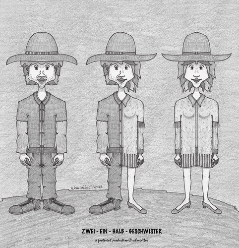 Cartoon: zwei ein halb geschwister (medium) by schmidibus tagged geschwister,bruder,schwester,halbbruder,halbschwester,transgender,gesellschaft,kultur,konvention