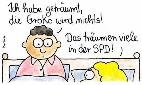 Cartoon: Der Traum (medium) by Matthias Schlechta tagged koalition,cdu,csu,spd,groko,sondierungen,regierungsbildung,verhandlungen,koalition,cdu,csu,spd,groko,sondierungen,regierungsbildung,verhandlungen
