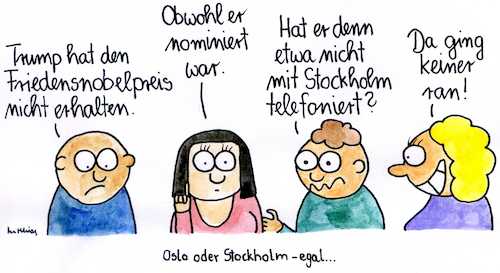 Cartoon: ...Hauptsache Skandinavien (medium) by Matthias Schlechta tagged skandinavien,stockholm,oslo,schweden,norwegen,europa,nobelpreis,friedensnobelpreis,nominierung,nominierte,nobelkomitee,nobelpreiskomitee,trump,usa,skandinavien,stockholm,oslo,schweden,norwegen,europa,nobelpreis,friedensnobelpreis,nominierung,nominierte,nobelkomitee,nobelpreiskomitee,trump,usa