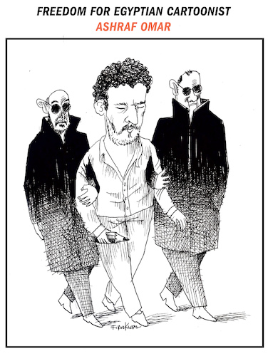 Cartoon: Free cartoonist Ashraf Omar (medium) by firuzkutal tagged cartoons,custody,kidnapping,egypt,egyptian,cartoons,custody,kidnapping,egypt,egyptian