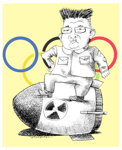 Cartoon: Kim Jong North Korea 2018 (medium) by firuzkutal tagged korea,south,north,kim,jong,hu,nuclear,power,korea,south,north,kim,jong,nuclear,power