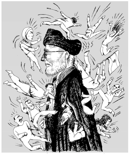 Cartoon: Protesters shaked the regime (medium) by firuzkutal tagged iran,protests,resist,regime,mass,killing,diaspora,iranian,women,iran,protests,resist,regime,mass,killing,diaspora,iranian,women