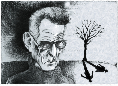 Cartoon: Samuel Beckett (medium) by firuzkutal tagged samuel,beckett,teatre,irish,novelist,poet,playwright,absurd