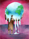 Cartoon: Global-warming (small) by firuzkutal tagged globa,lwarming,warming,world,earth,leaders,greenhouse,politic,environment,climate,copenhagen,treaty,greenpeace,energy,nuclear,gas,reduction,firuzkutal
