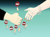 Cartoon: No handshake (small) by firuzkutal tagged islam,muslim,handshake,opposite,gender,tabu,taboo,firuz,kutal,touch,physical,contact,hijap,feeling