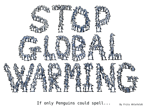 Cartoon: If only penguins could spell... (medium) by Frits Ahlefeldt tagged global,warming,extreme,weather,climate,ecology,eco,penguin,pinguin,south,pole,cartoon,drawing