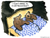 Cartoon: Waiting for Spring (small) by Frits Ahlefeldt tagged bear,animal,hibernation,insomnia,sleep,bed,sheets,couple,doublebed,cartoon,comic,handdrawn