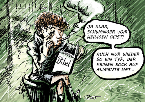 Cartoon: Marias letztes Geheimnis (medium) by Parallelallee tagged kirche,religion,bibel,maria,heiliger,geist