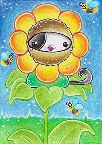 Cartoon: Kitty or Flower II (medium) by Metalbride tagged katze