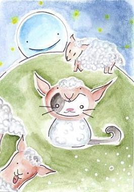 Cartoon: Kitty or Sheep (medium) by Metalbride tagged traidingcards,traiding,card,crads,karten,karte,sammelkarte