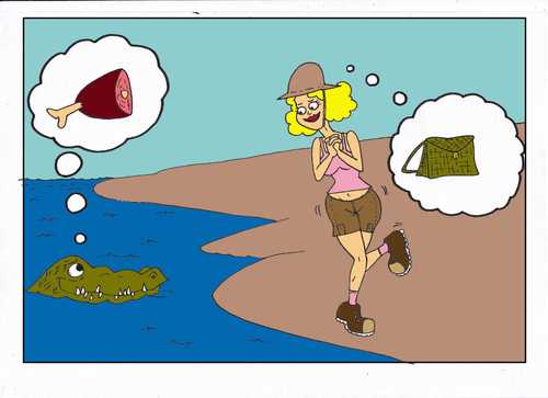 Cartoon: krokodil (medium) by kader altunova tagged wasser,krokodil,frau,leder,tasche