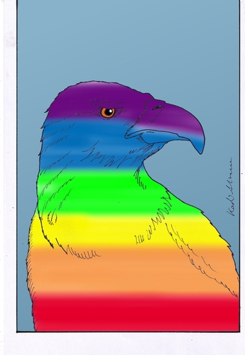 Cartoon: regenbogen adler (medium) by kader altunova tagged regenbogen,adler,himmel,regen,sonne,violett,blau,grün,gelb,orange,rot