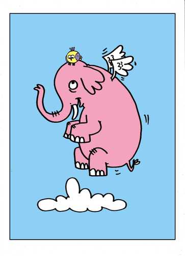 Cartoon: rosa elefant (medium) by kader altunova tagged rosa,elefant,fogel,fliegen,wolke,himmel