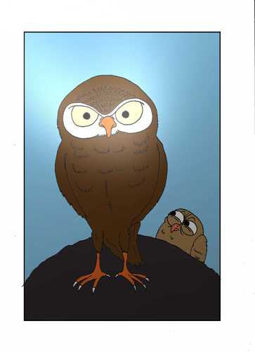 Cartoon: uhu baykus (medium) by kader altunova tagged baykus,uhu,eule