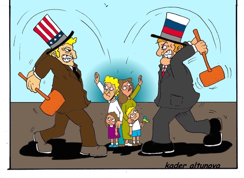 Cartoon: Ukraine-Krise (medium) by kader altunova tagged ukraine,krise,usa,rusland