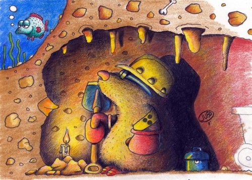 Cartoon: Maulwurf (medium) by Jupp tagged brille,kerze,tunnel,stollen,schaufel,bomm,jupp,bau,höhle,mole,maulwurfdusche,maulwurf