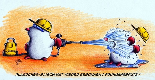 Cartoon: Maulwurf Dampfstrahler (medium) by Jupp tagged bomm,jupp,frühjahrsputz,frühling,dampfstrahler,mole,maulwurf