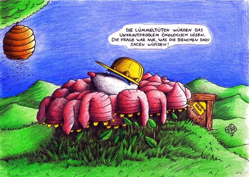 Cartoon: Maulwurf Kondome (medium) by Jupp tagged bomm,jupp,bees,bienen,condoms,kondome,blind,mole,maulwurf,illustration,cartoon,verhütung,pariser,unkraut,bekämpfen