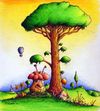 Cartoon: Pilz (small) by Jupp tagged maulwurf mole luftballon pilz illustration kinderbuch baum jupp