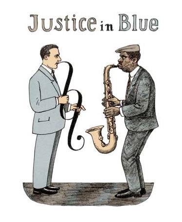 Cartoon: Justice In Blue (medium) by Jiri Sliva tagged blues,music,law,lawyer,justice
