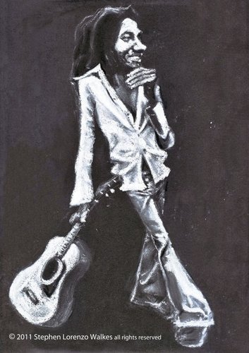 Cartoon: Bob Marley (medium) by slwalkes tagged chalk,charcoal,pencil