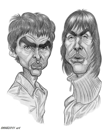 Cartoon: The Gallaghers (medium) by shar2001 tagged caricature,liam,and,noel,gallagher